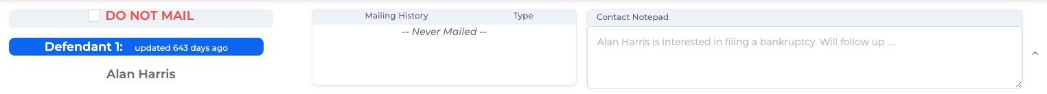 A screenshot of the note input box on a case page.