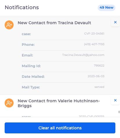 A screenshot of the notifications dropdown menu within the Public Digital software.